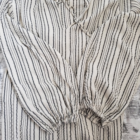 Free People Striped Tunic Off White and Dark Grey - Picture 6 of 14